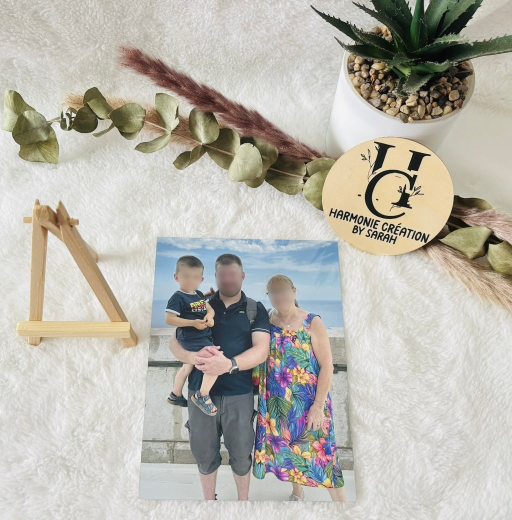 Affiche photo personnalisée + support en bois