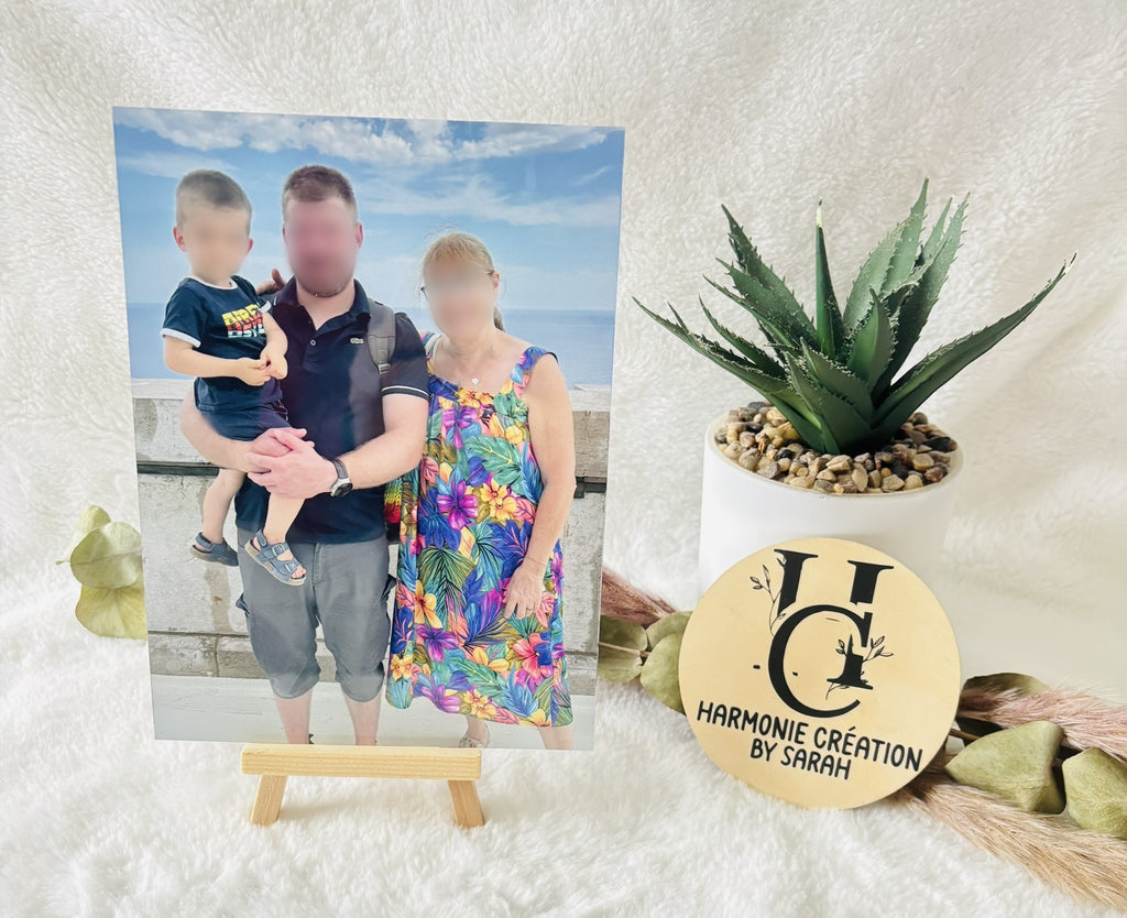 Affiche photo personnalisée + support en bois